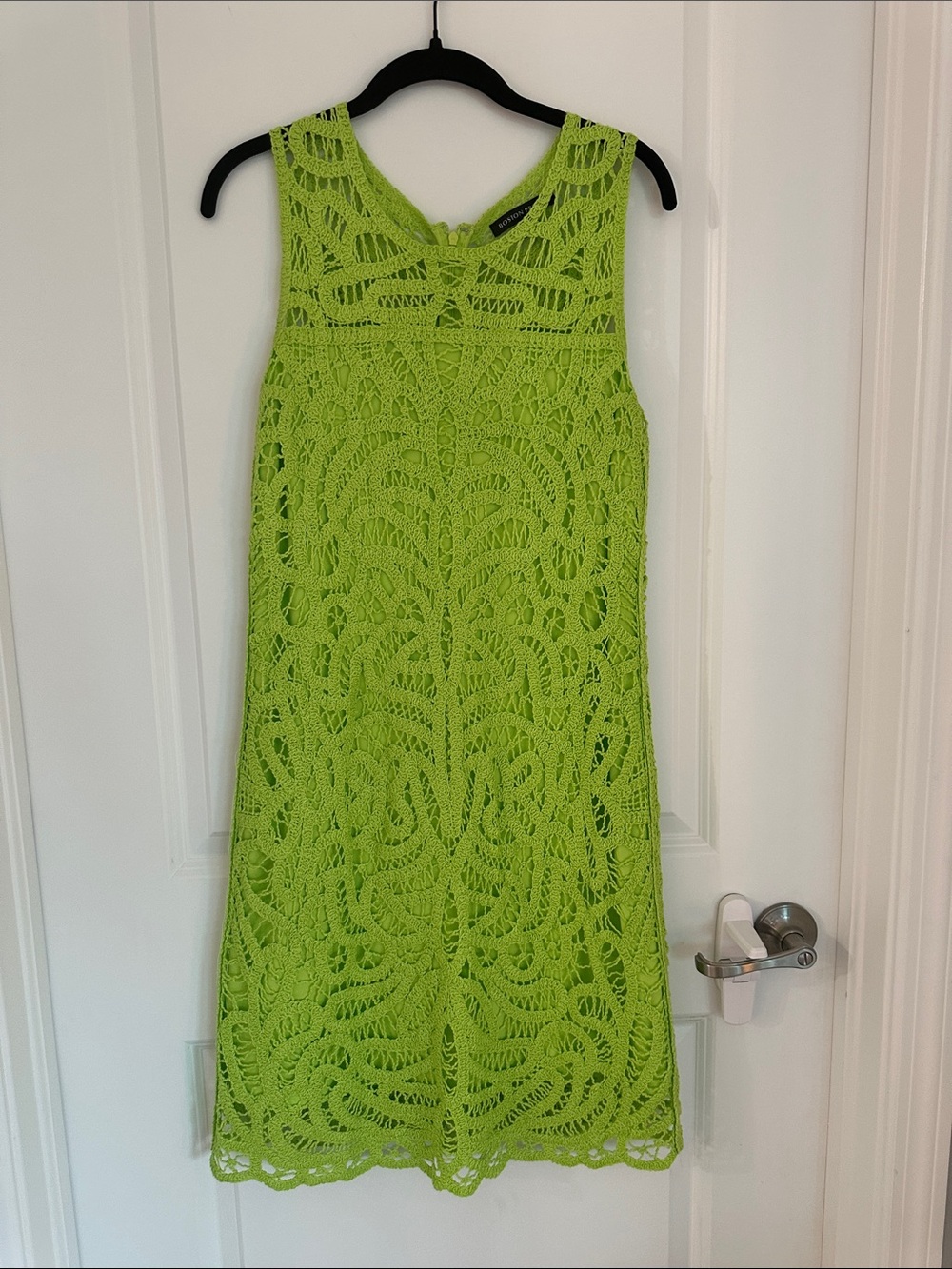 Boston Proper Lime Green Crochet Lace Sleeveless Shift Dress